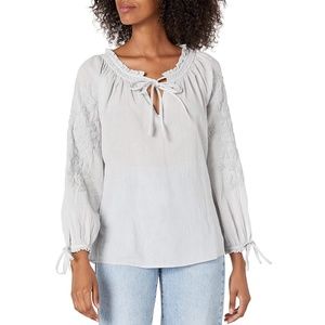LUCKY BRAND Embroidery Peasant Top